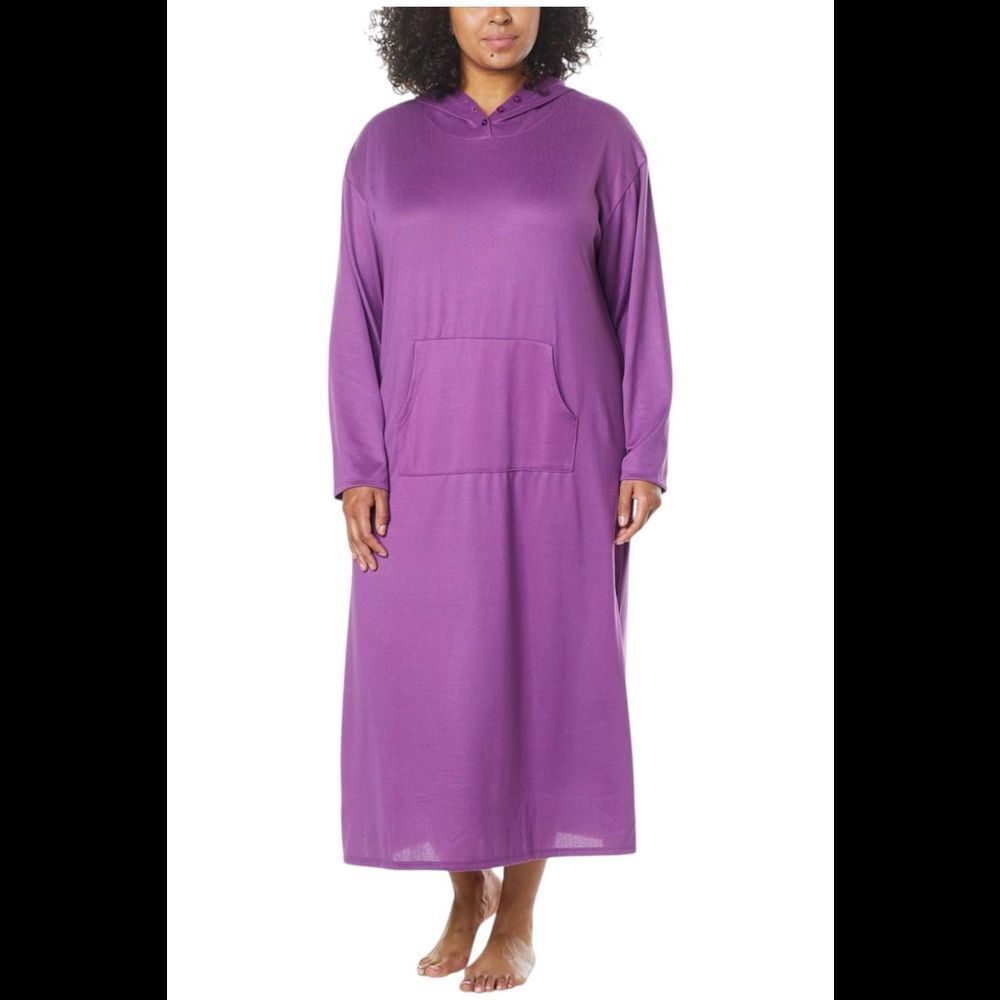 Comfort Code Women's Brushed Knit Hooded Maxi Lounger Wood Violet - Regular